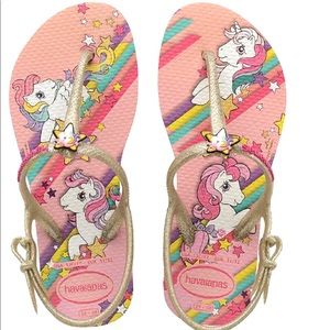 NEW Havaianas My Little Pony pink Thong Sandals 3/4 Youth